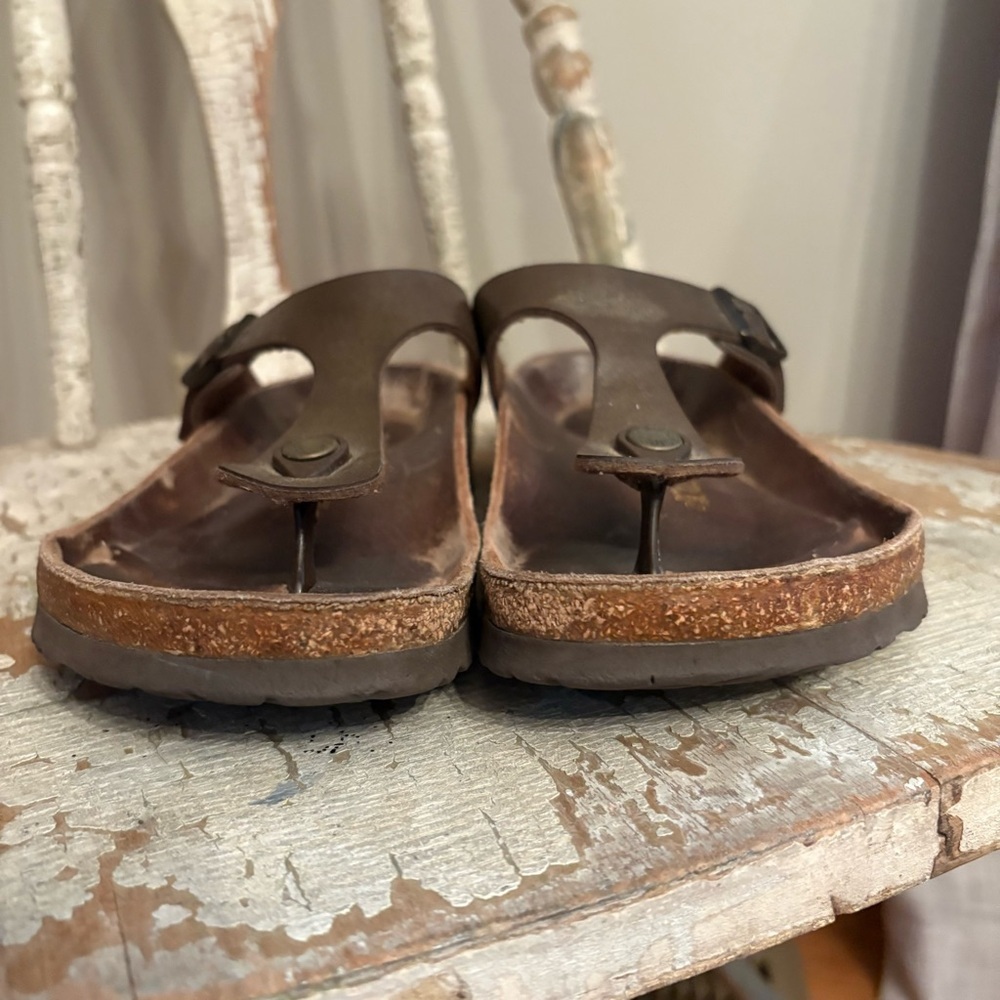 Birkenstock Gizeh thong sandals oiled leather Habana brown sz 38 Women 7 Men 5 - Picture 3 of 10